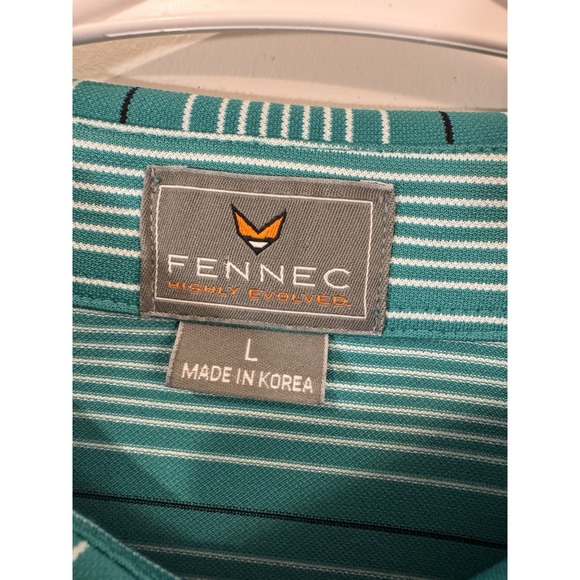 Fennec Golf Polo‎ Shirt Men Green Stripe White - L - Picture 4 of 8